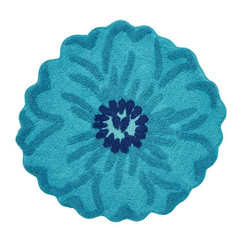🌺 New The Pioneer Woman Teal Blue Floral Bathroom Rug, Round Floral - Picture 5 of 8